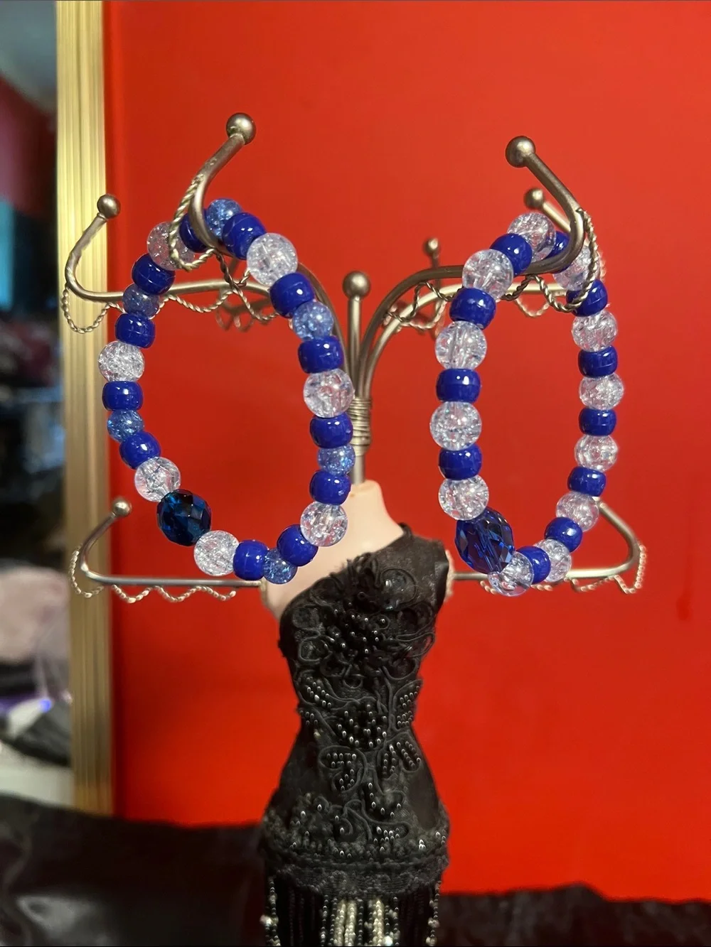 Setof 2  blue beaded bracelets homemade